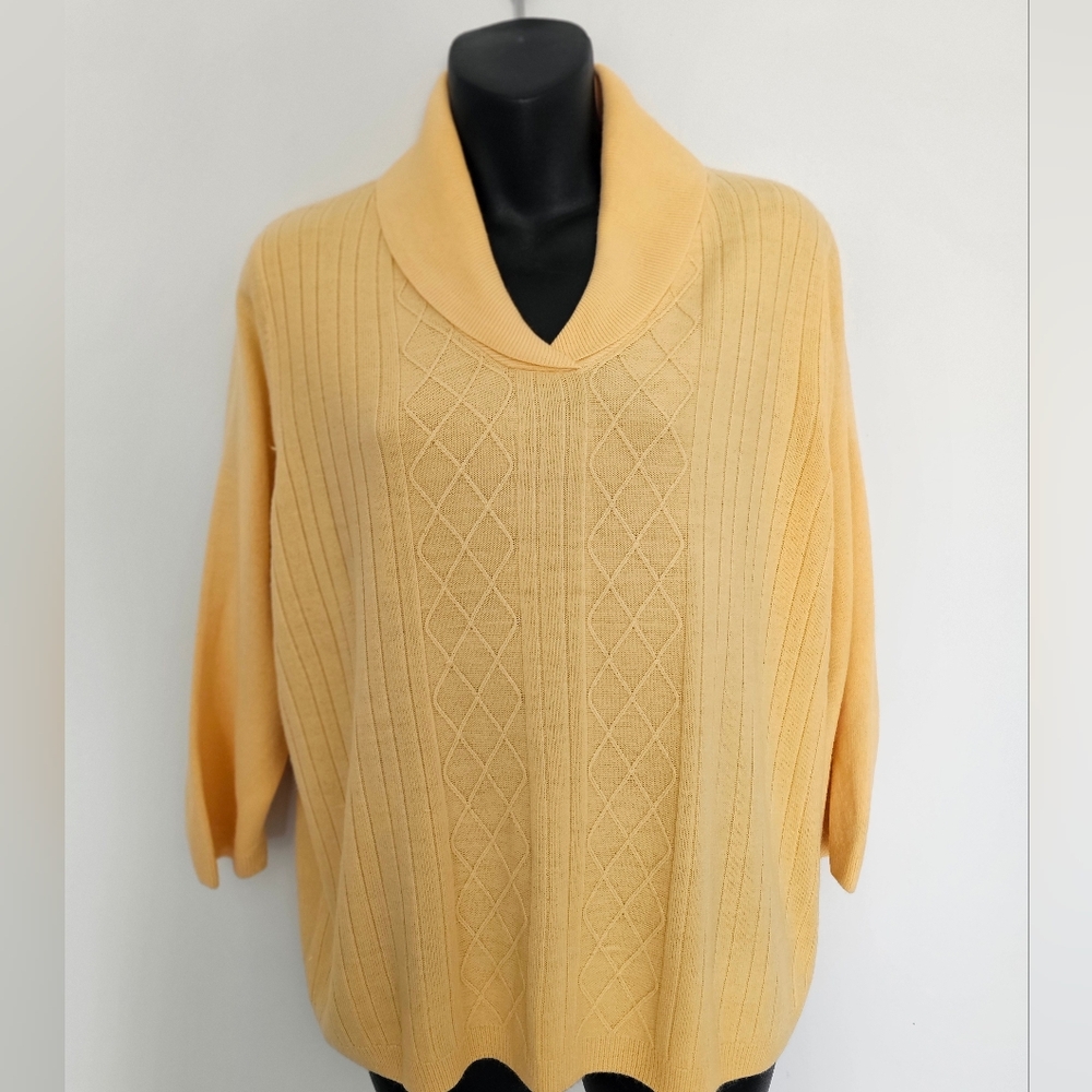 Women's Cable Knit Sweater - Yellow- ALIA